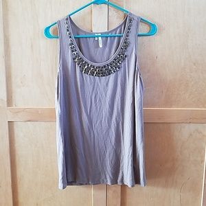 Embellished neckline tank